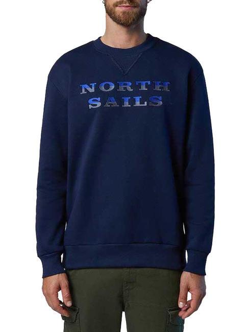 NORTH SAILS LETTERING LOGO Cotton crewneck sweatshirt navy blue - Sweatshirts