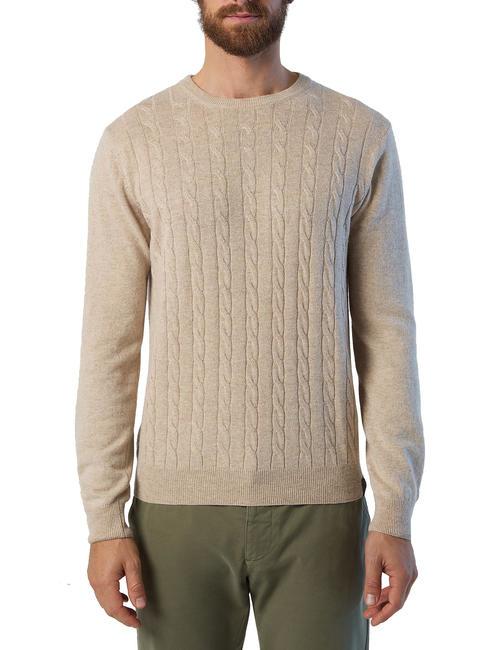 NORTH SAILS CABLE Cable crewneck sweater light stone - Men's Sweaters