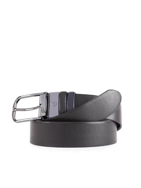 PIQUADRO BLACK SQUARE Reversible leather belt black-blue - Belts
