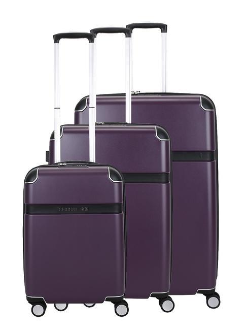CERRUTI 1881 Expandable trolley sets: cabin+medium+large viola - Trolley Set