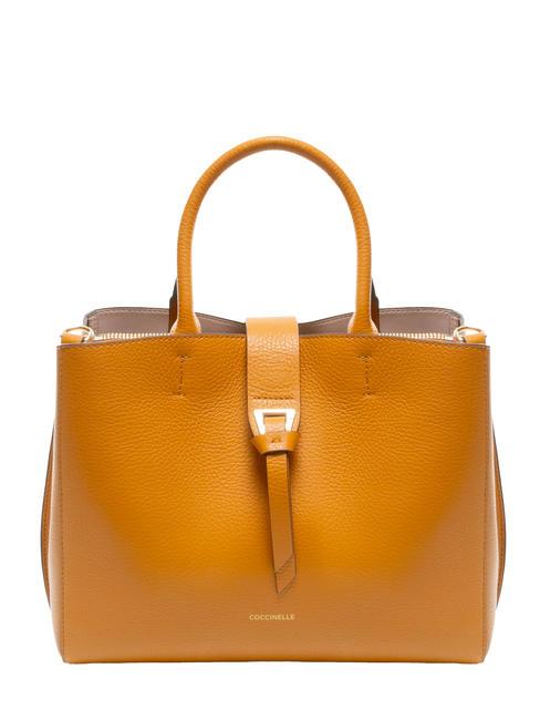 COCCINELLE ALBA Hammered leather bag with shoulder strap paprika - Women’s Bags