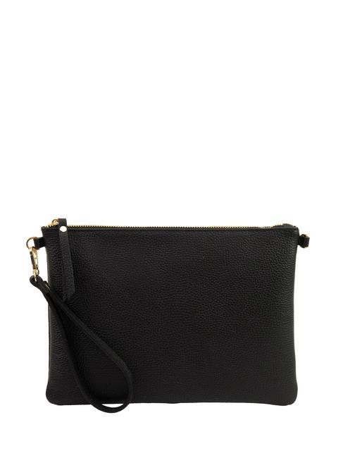 LESAC CLAUDIA Dollar leather clutch bag with shoulder strap black - Women’s Bags