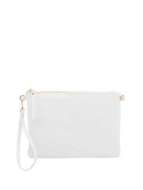 LESAC CLAUDIA Dollar leather clutch bag with shoulder strap optical white - Women’s Bags