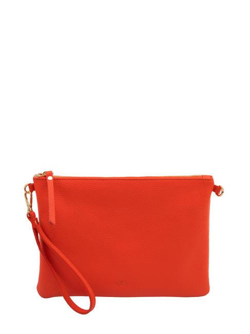 LESAC CLAUDIA Dollar leather clutch bag with shoulder strap coral - Women’s Bags