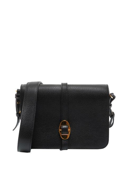 COCCINELLE COSIMA Hammered leather shoulder bag Black - Women’s Bags