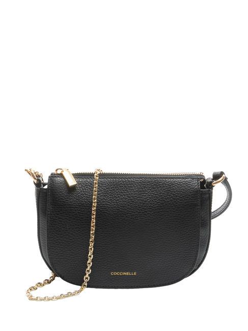 COCCINELLE ANNE Mini shoulder bag in hammered leather Black - Women’s Bags