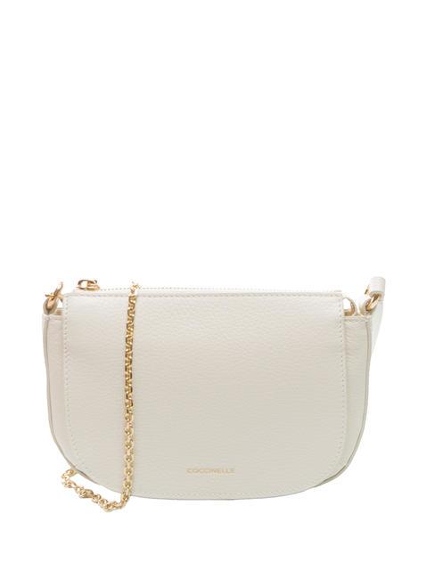 COCCINELLE ANNE Mini shoulder bag in hammered leather coconut milk - Women’s Bags