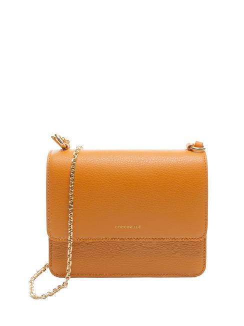 COCCINELLE ANNE Mini bag with flap in hammered leather paprika - Women’s Bags