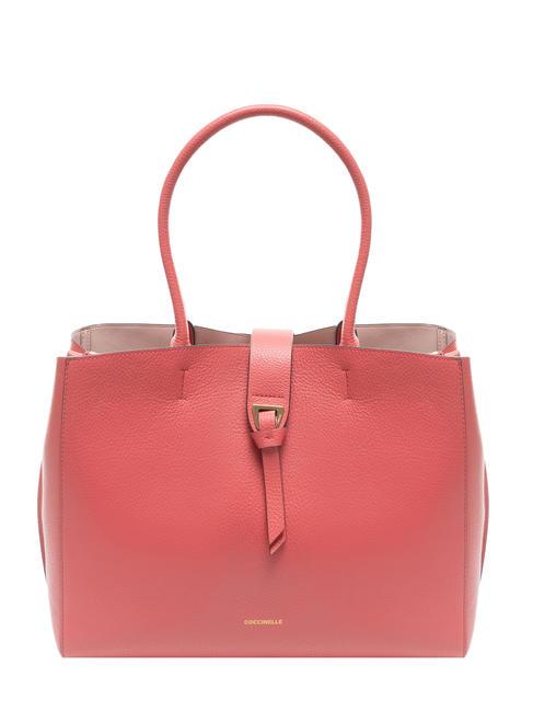 COCCINELLE ALBA Hammered leather shopping bag cranberries - Women’s Bags