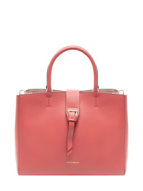 COCCINELLE ALBA Hammered leather bag with shoulder strap cranberries - Women’s Bags