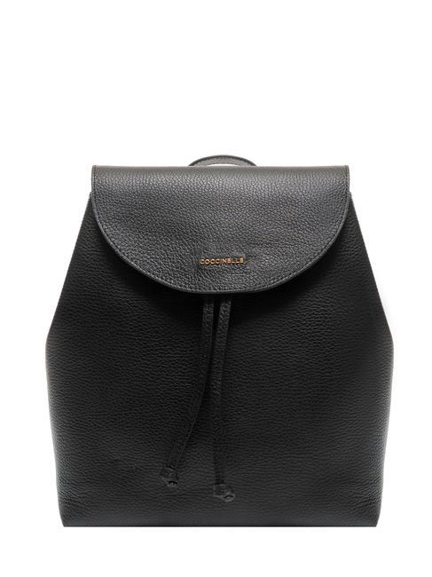 COCCINELLE ARIEL Hammered leather backpack Black - Women’s Bags