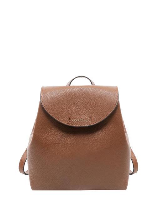 COCCINELLE ARIEL Mini textured leather backpack BRULE - Women’s Bags