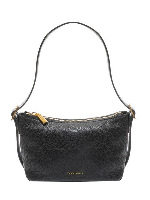 COCCINELLE CHERRY Mini shoulder bag in hammered leather Black - Women’s Bags