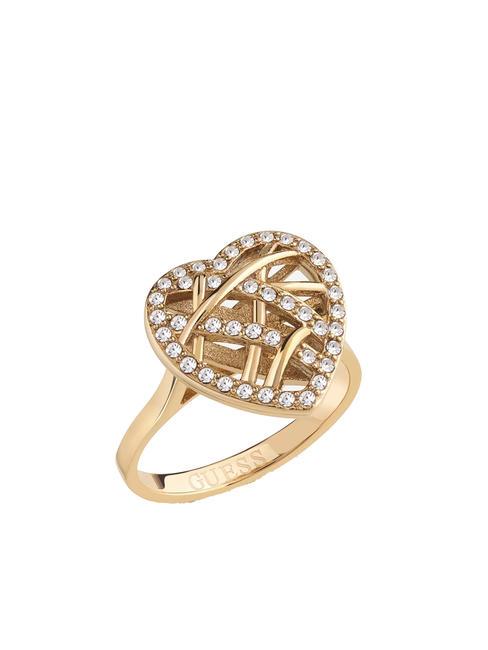 GUESS HEART CAGE Ring with heart and zircons yellow gold - Rings