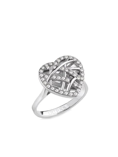 GUESS HEART CAGE Ring with heart and zircons SILVER - Rings