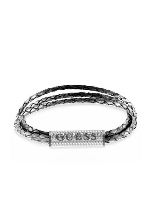 GUESS BOND STREET Steel and leather bracelet steel grey - Men's Bracelets