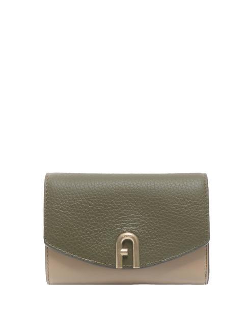 FURLA PRIMULA Leather wallet sage c+greige+cognac h int. - Women’s Wallets