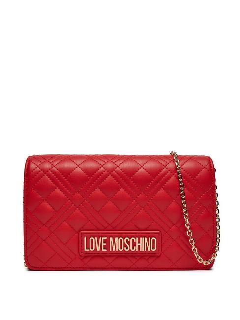 LOVE MOSCHINO QUILTED Clutch bag with chain shoulder strap RED - Women’s Bags