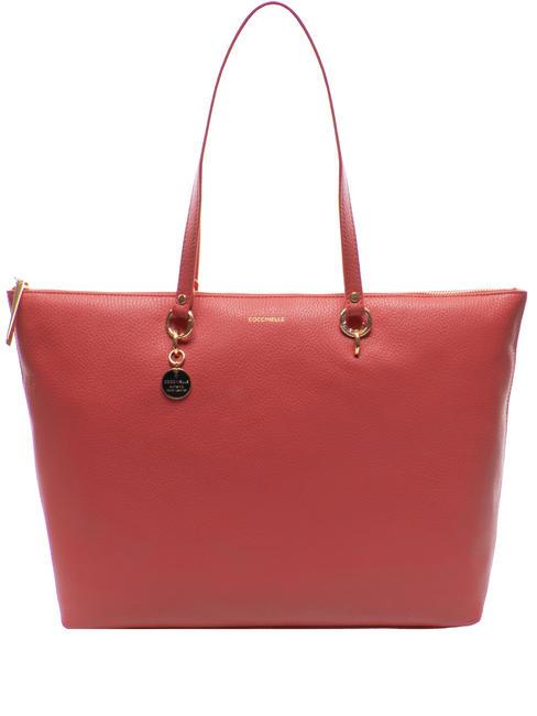 COCCINELLE ALPHA  Leather shopping bag cranberries - Women’s Bags