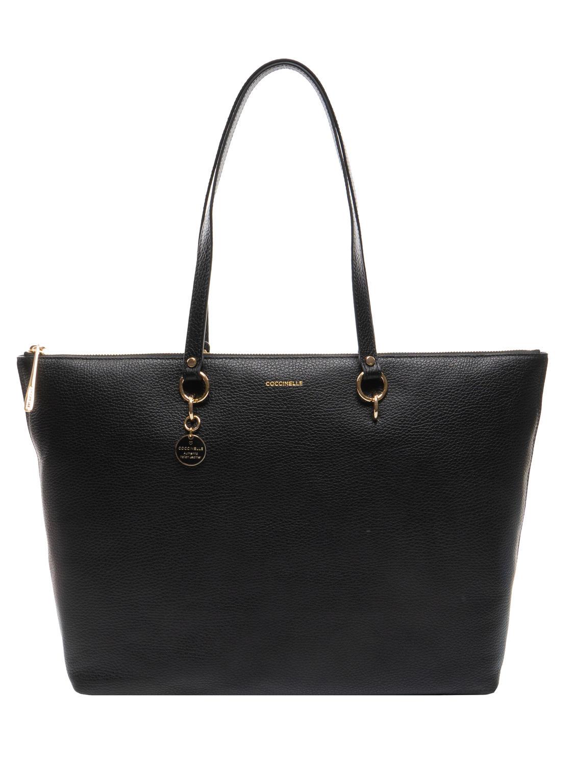 Coccinelle Alpha Leather Shopping Bag Black Buy At Outlet Prices