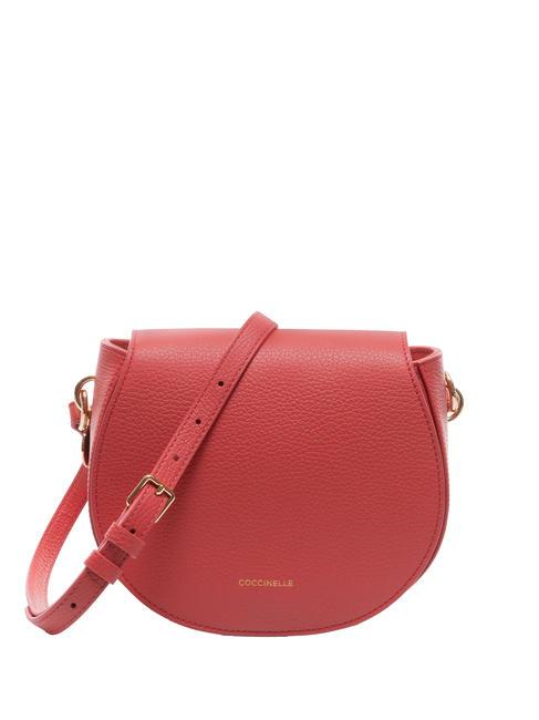 COCCINELLE ALPHA  Mini shoulder bag, in leather cranberries - Women’s Bags