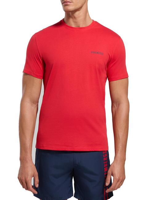 BIKKEMBERGS VERTICAL STRIPES Cotton T-Shirt goji berry - T-shirt