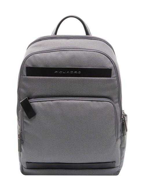 PIQUADRO KLOUT Backpack in leather and fabric, 15.6 "pc holder grigio2 - Laptop backpacks