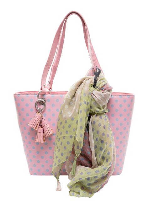 PASH BAG LADY Polka dot shopper bag with scarf pink/lilac - Women’s Bags