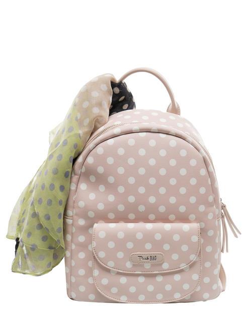 PASH BAG LADY Polka dot backpack with scarf sand/white - Women’s Bags