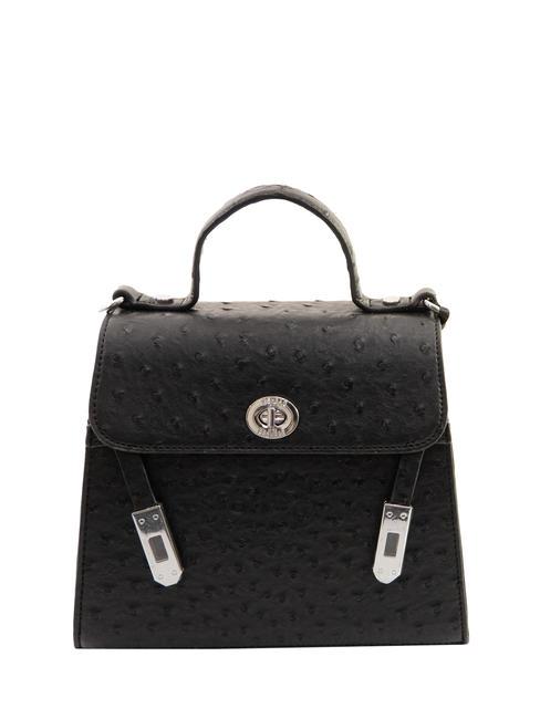 PASH BAG LOVELY DAY Ostrich print satchel bag black - Women’s Bags
