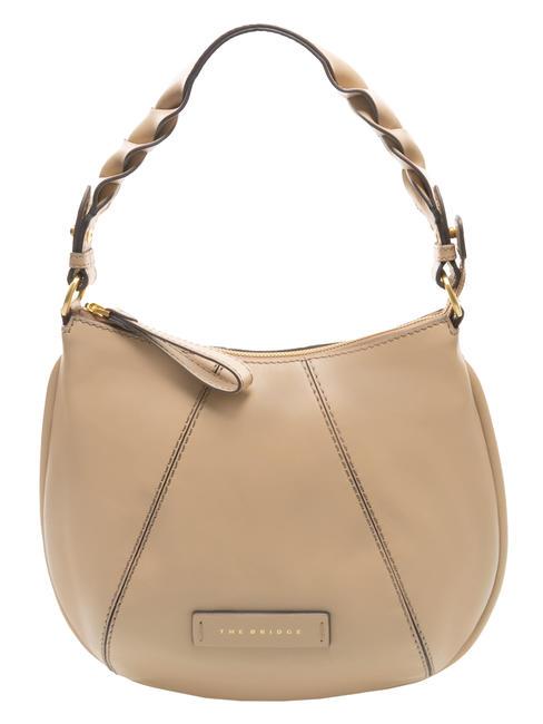 THE BRIDGE BRIGIDA Leather shoulder hobo bag natural abb. gold - Women’s Bags
