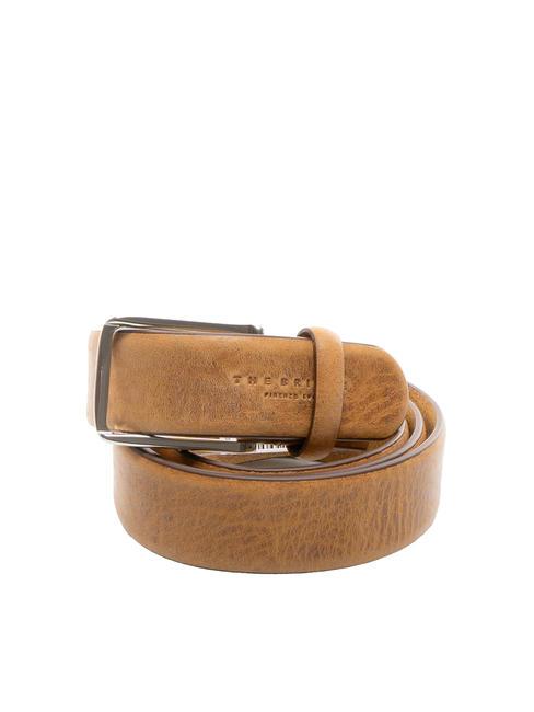 THE BRIDGE BRUNELLESCHI Leather belt, can be shortened cognac / matte dark ruthenium - Belts