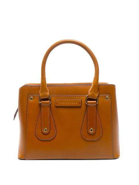 THE BRIDGE CECILIA Leather handbag with shoulder strap Cognac / Gold - Women’s Bags