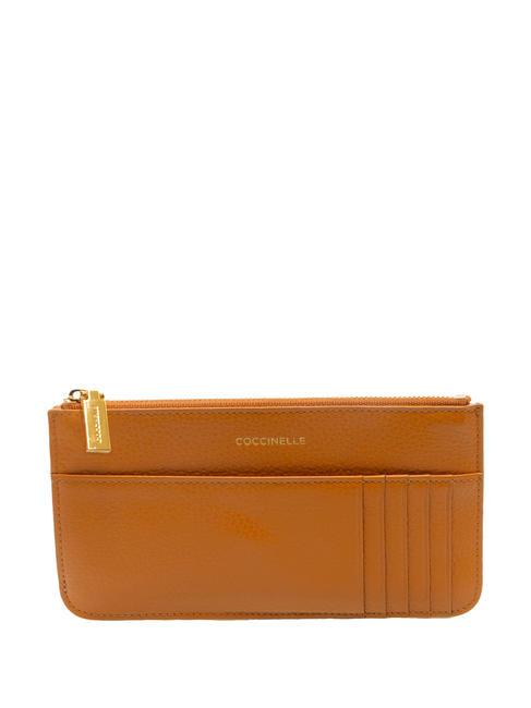 COCCINELLE STEVIE Large leather card holder with zip paprika - Women’s Wallets