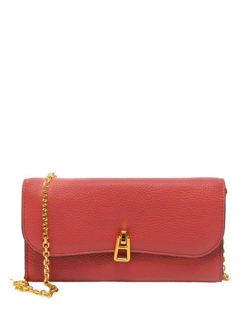 COCCINELLE MAGIE Leather clutch bag with chain shoulder strap cranberries - Women’s Bags