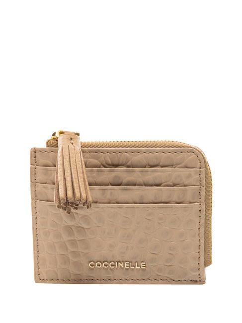 COCCINELLE TASSEL CROCO SOFT  Flat leather wallet toasted - Women’s Wallets