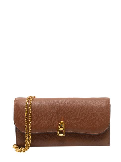 COCCINELLE MAGIE Leather clutch bag with chain shoulder strap BRULE - Women’s Bags