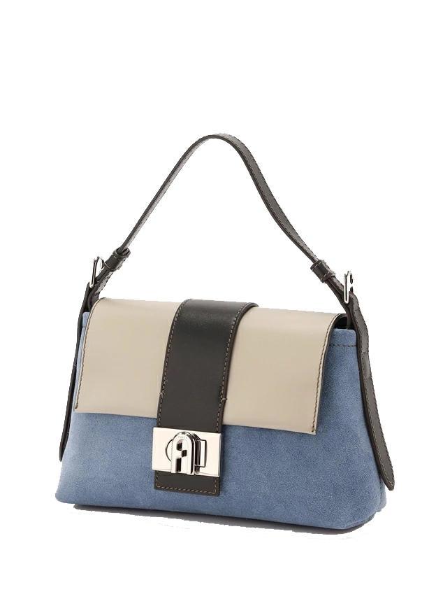 Furla Charlotte Shoulder Bag In Suede Wave Marble C Black Buy At Outlet Prices