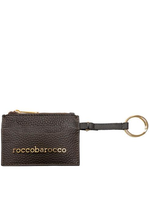 ROCCOBAROCCO LETTERING Leather card holder / key ring dark brown - Women’s Wallets