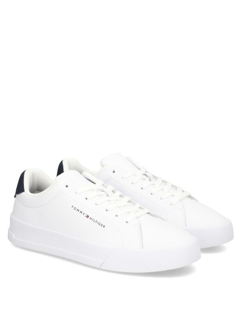 Tommy Hilfiger Court Leather Grain Ess Sneakers White Desert Sky Buy At Outlet Prices