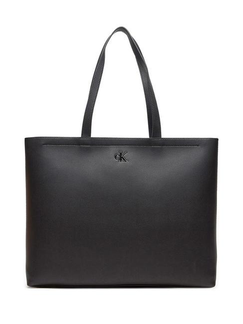 CALVIN KLEIN MINIMAL MONOGRAM Tote Shoulder bag black/shiny gunmetal - Women’s Bags
