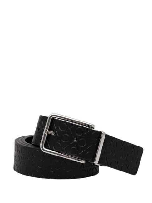 CALVIN KLEIN CLASSIC ROUND  Reversible leather belt seasonal mono black/black - Belts