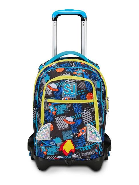SJGANG GO TO SPACE BOY 3 in 1 trolley backpack, detachable fluffy turquoise - Backpack trolleys