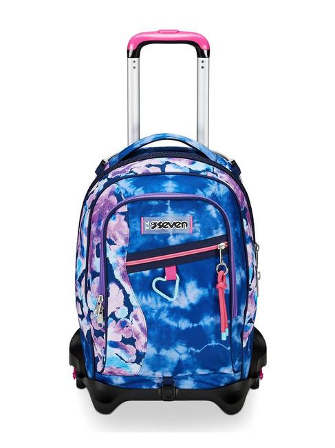 SEVEN CUSTOM CLOUD 3 wheel trolley backpack BLUE PRINT - Backpack trolleys