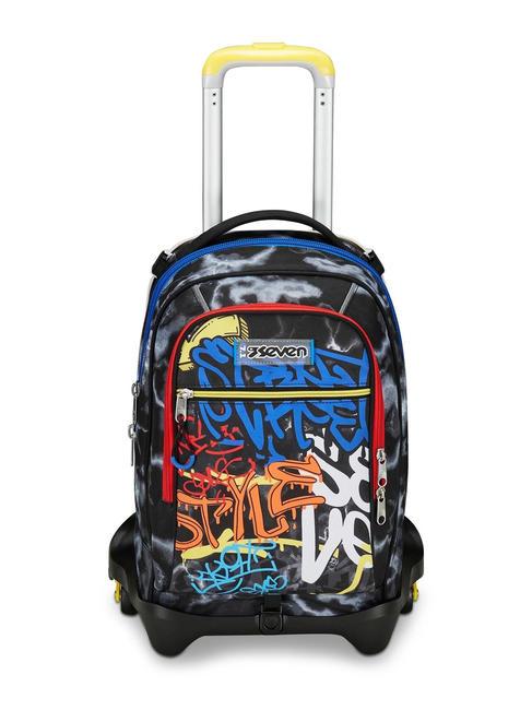 SEVEN MARK ON Backpack with trolley, detachable Black - Backpack trolleys