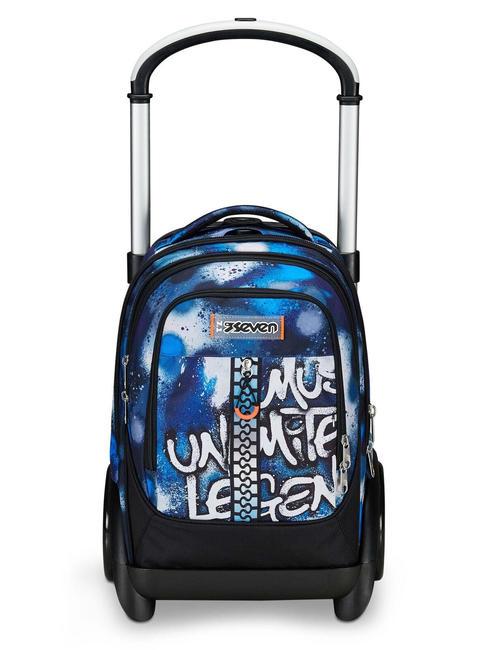 SEVEN TYRE RETROCOLOR Backpack with trolley, detachable Bluedeep - Backpack trolleys