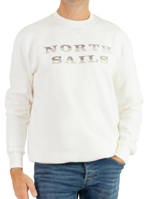 NORTH SAILS LETTERING LOGO Cotton crewneck sweatshirt Marshmallow - Sweatshirts