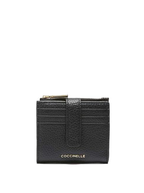 COCCINELLE METALLIC SOFT Mini leather wallet Black - Women’s Wallets