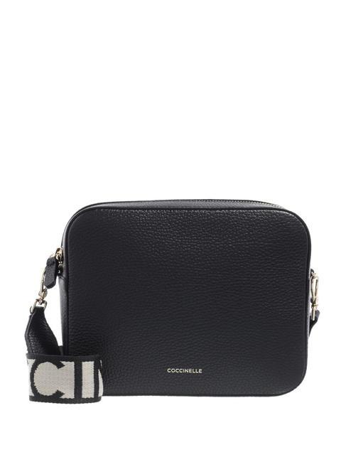 COCCINELLE TEBE Small textured leather bag Black - Women’s Bags