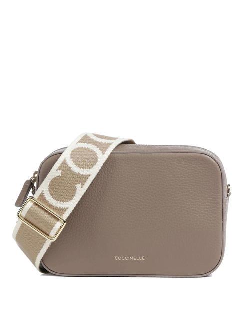 COCCINELLE TEBE Shoulder bag in textured leather warm taupe 2 - Women’s Wallets